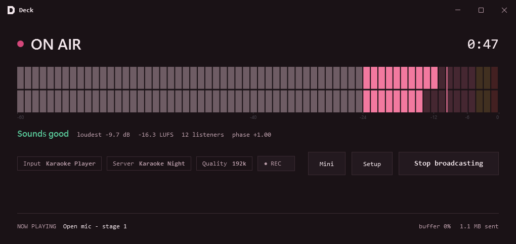 The deck on air in the Ros&eacute; palette, dark
