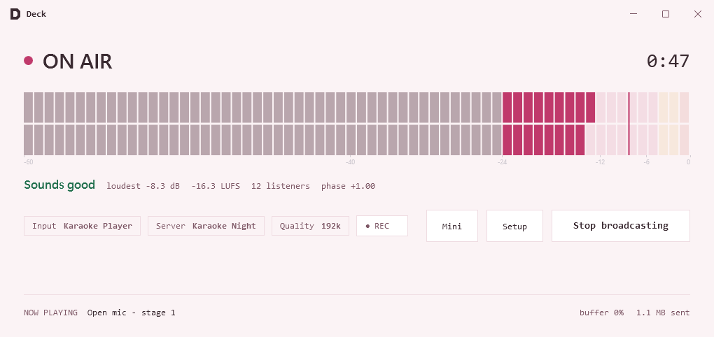 The deck on air in the Ros&eacute; palette, light